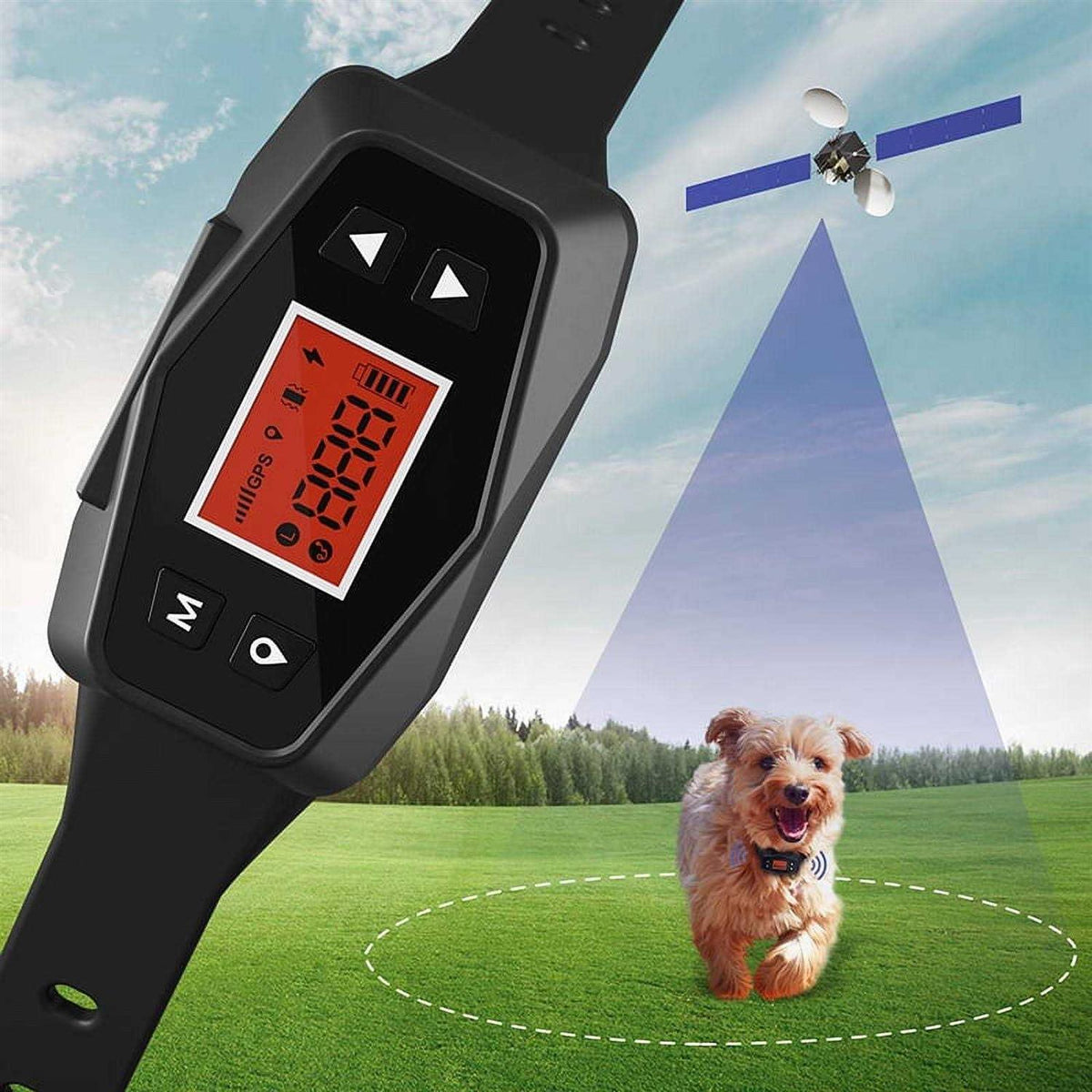 GPS Dog Fence System Wireless Collar with Beep Vibration Static Shock A881287