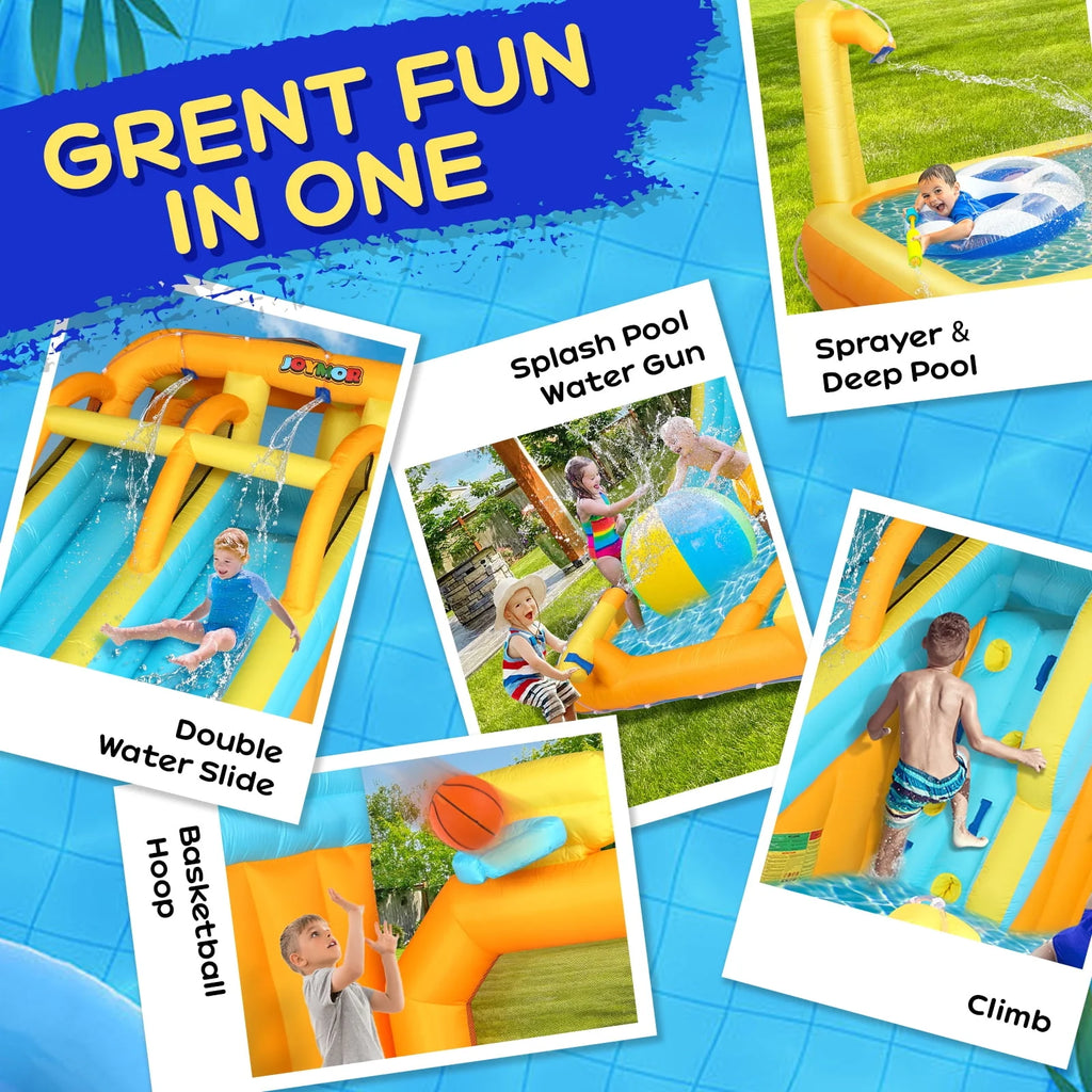 8-in-1 Inflatable Water Slide Park with Splash Pool U96141