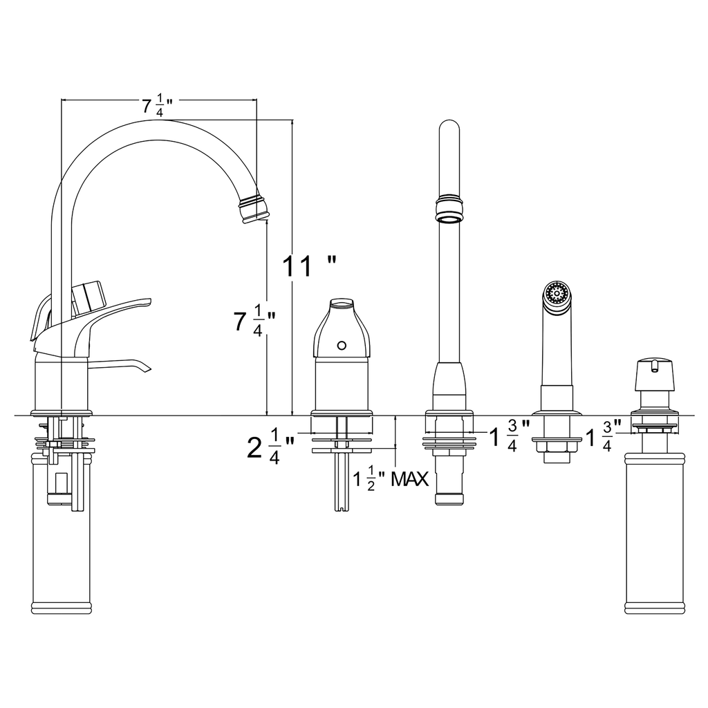 Single Handle Kitchen Faucet with Side Spray Chrome R5470