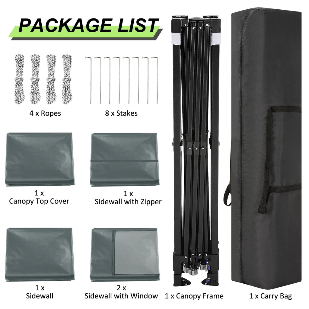 10' x 10' Pop up Canopy with 4 Removable Sidewalls and Carry Bag A5405