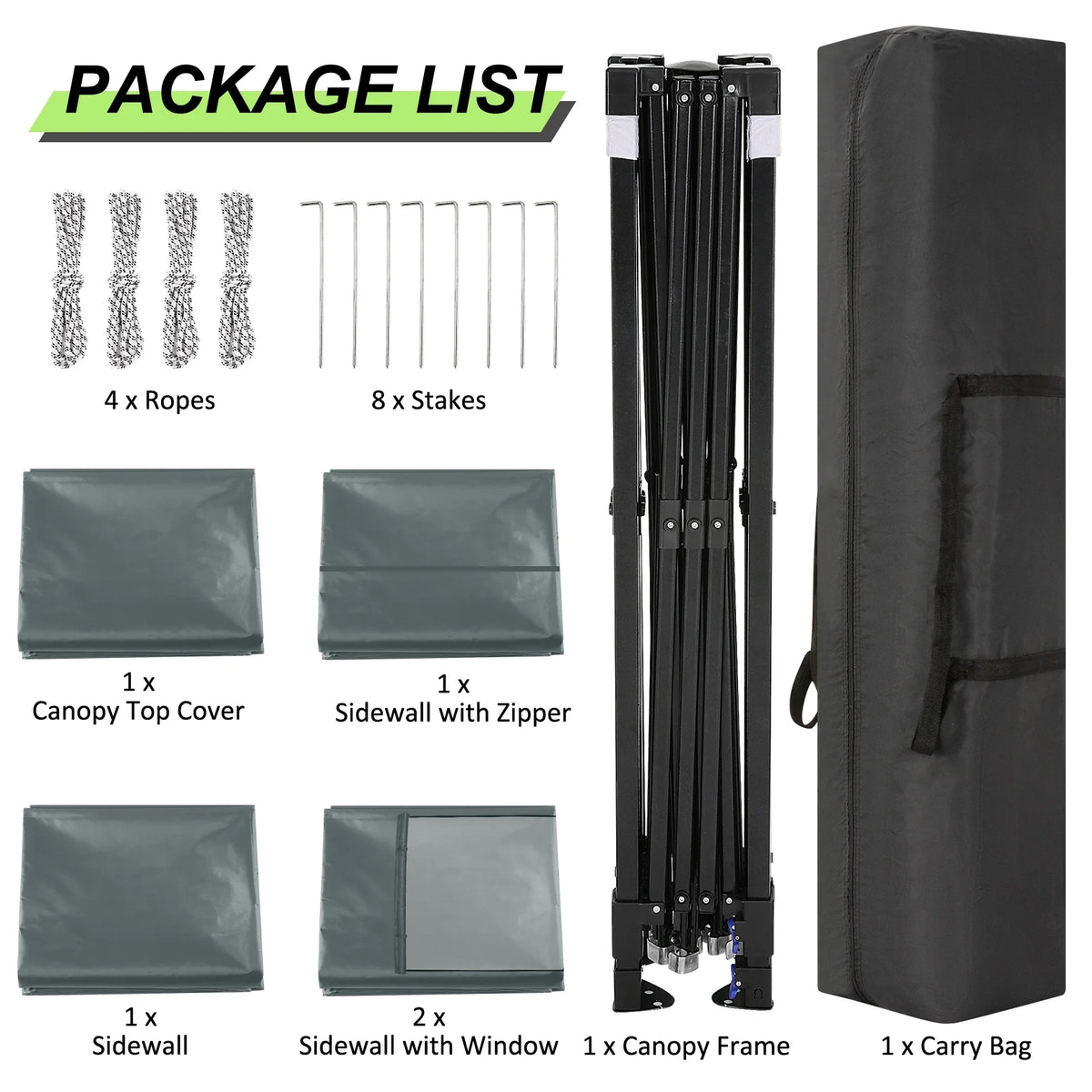 10' x 10' Pop up Canopy with 4 Removable Sidewalls and Carry Bag A5405