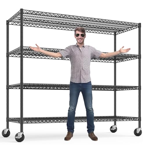 75.6" H Adjustable Metal Wire Shelving Unit with Wheels C992