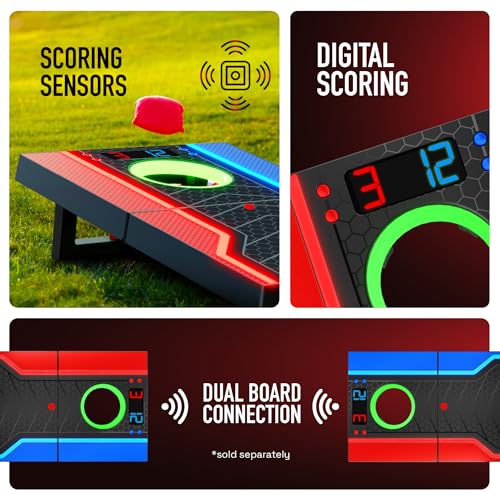 Electronic Cornhole Board Set with Auto Scoring and 8 Bean Bags I7597