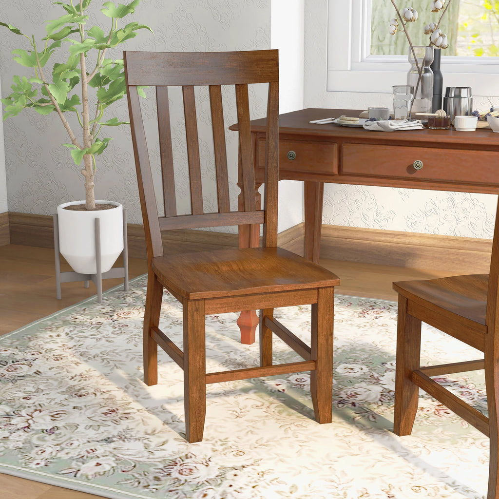 Oak Slat Back Wood Dining Chairs Set of 2 L297510