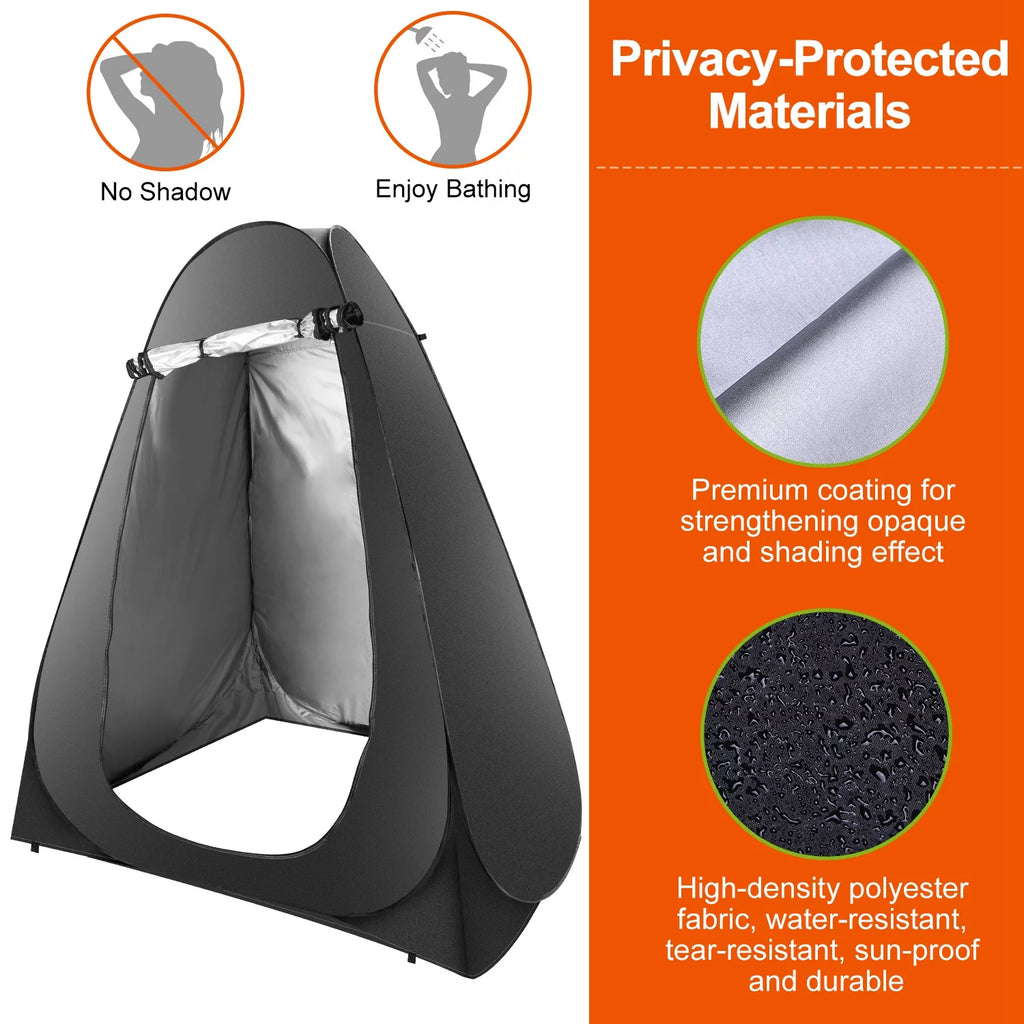 Pop up Privacy Tent 59x59x74.8in Portable Camping Shelter with Carry Bag Black J2314
