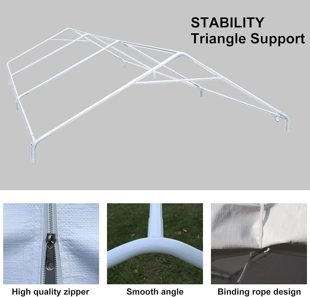10x20 ft Heavy Duty Carport Canopy Shelter with Removable Sidewalls and Door J224958