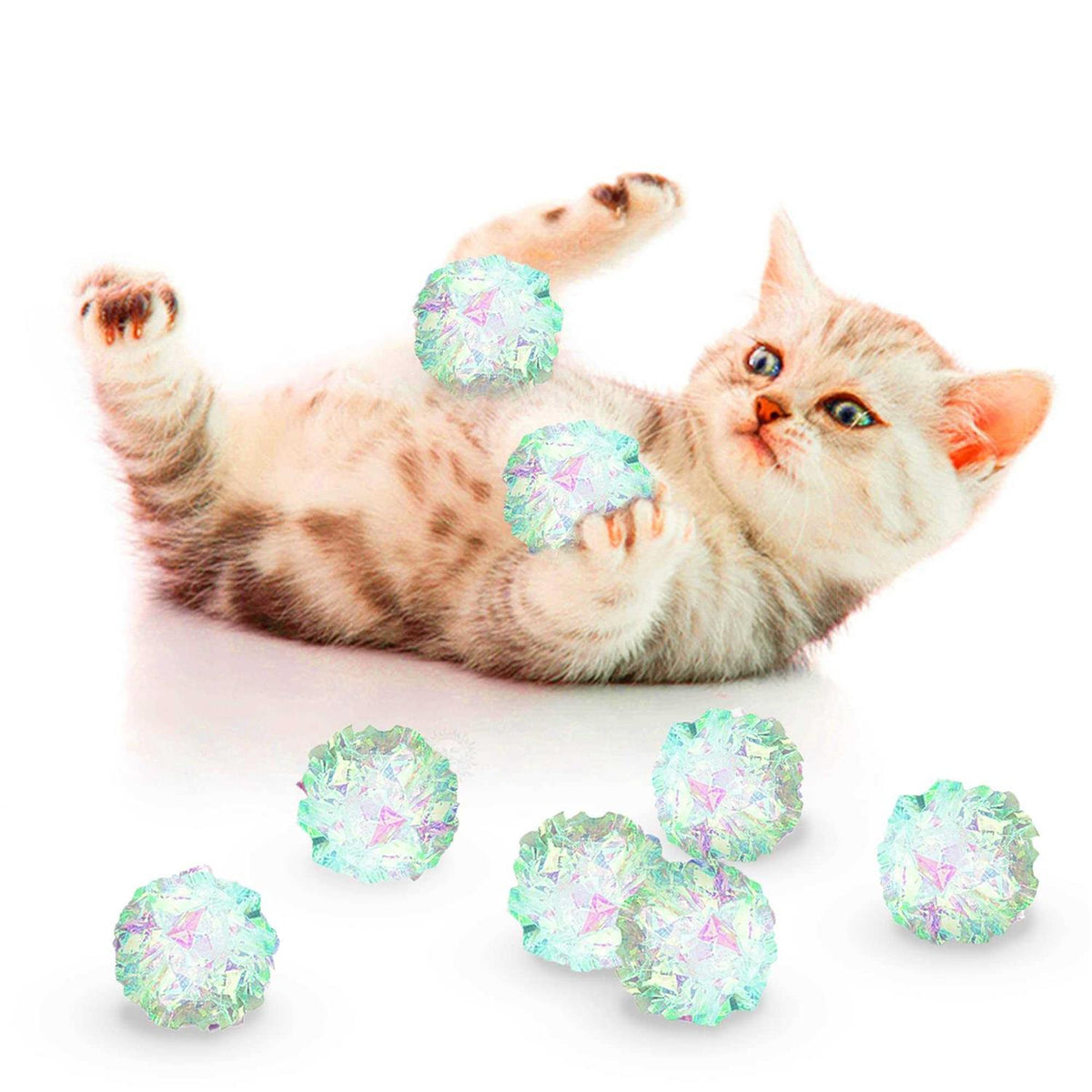 Clear Mylar Cat & Ferret Crinkle Balls & Chase Toy U589