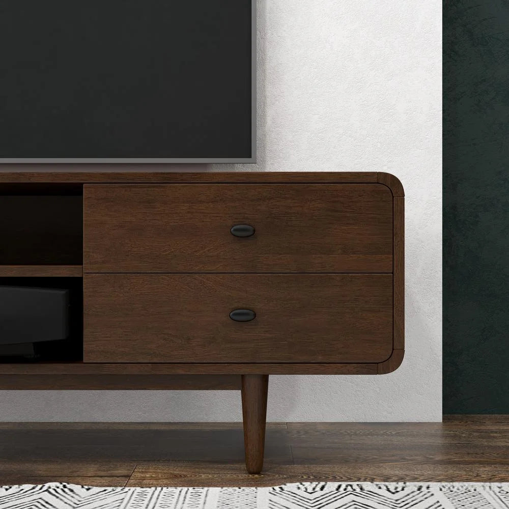 Mid-Century Modern Solid Wood Brown Tv Stand V267