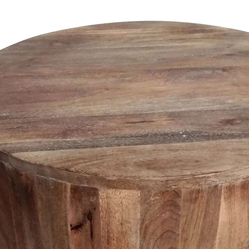Round Mango Wood Side End Table U169