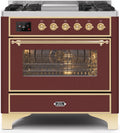 Burgundy Dual Fuel Propane Gas Range with Brass Trim H748413