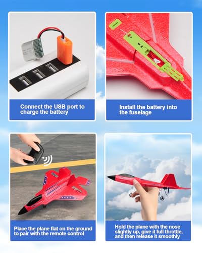 2.4GHz Remote Control Airplane with Gyro Stabilizer LED Light Red O21120