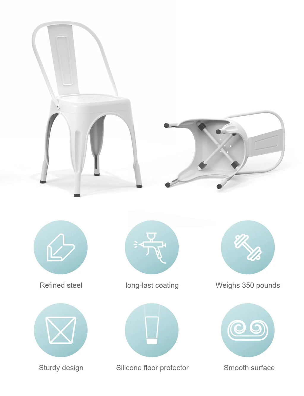 White Metal Stackable Dining Chair Set of 4 R118835