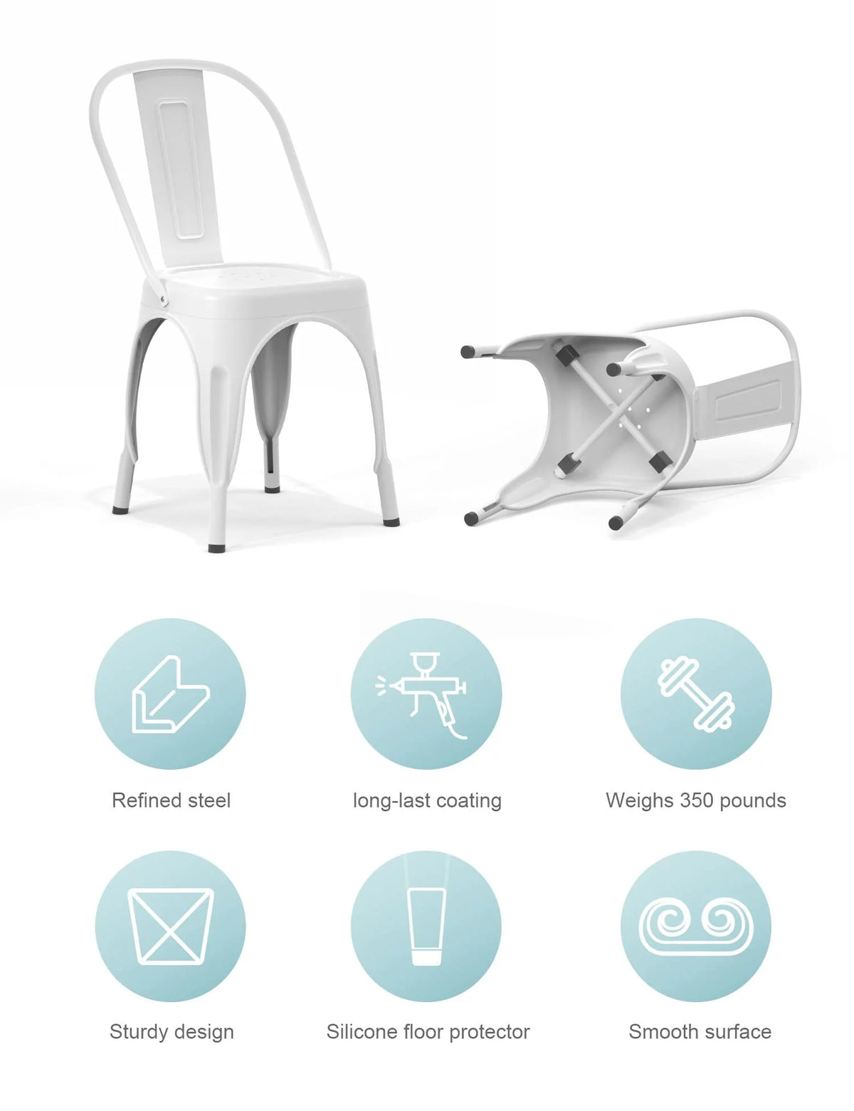 White Metal Stackable Dining Chair Set of 4 R118835