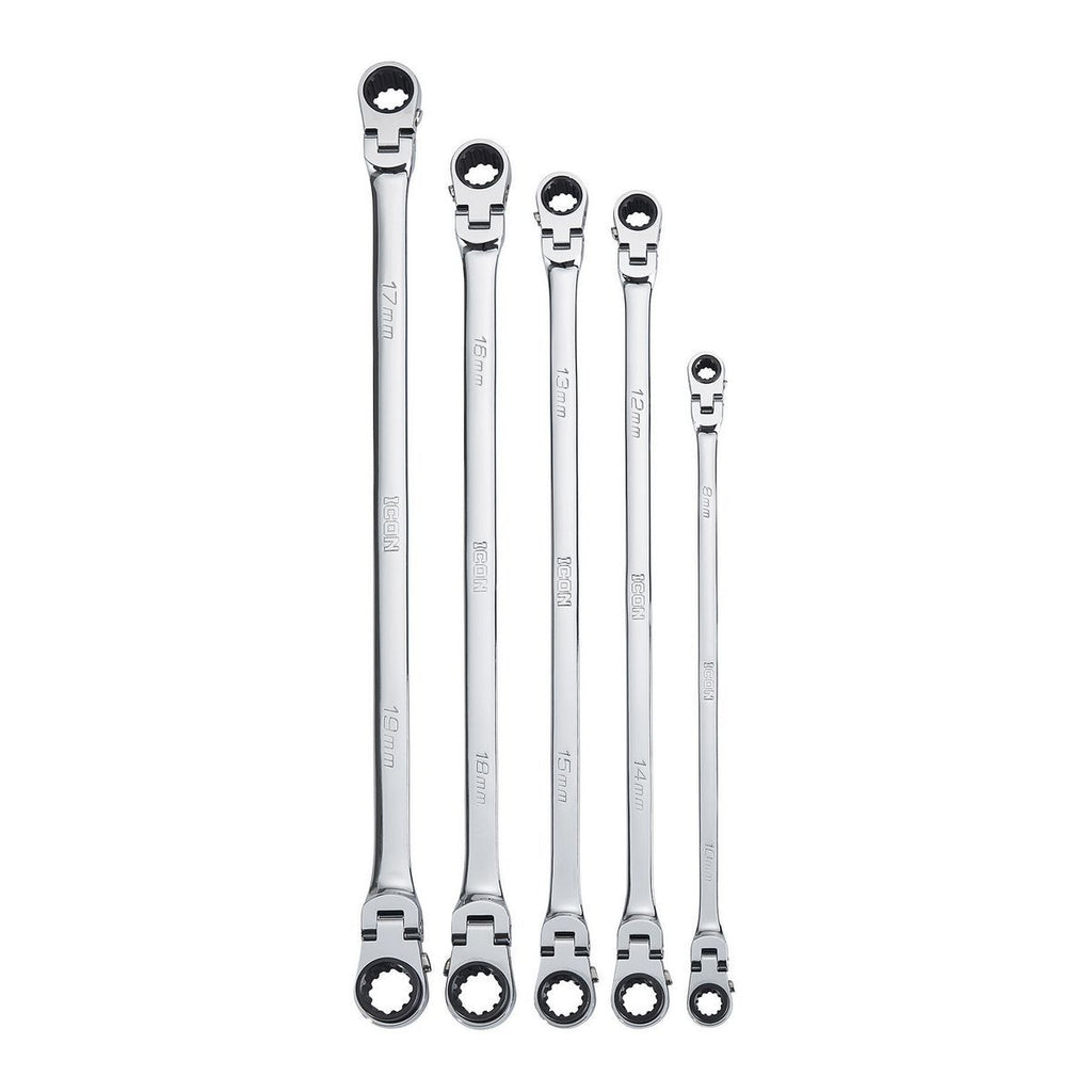 Extra Long Double Box Flex Ratcheting Wrench Set, 5-Piece U259396