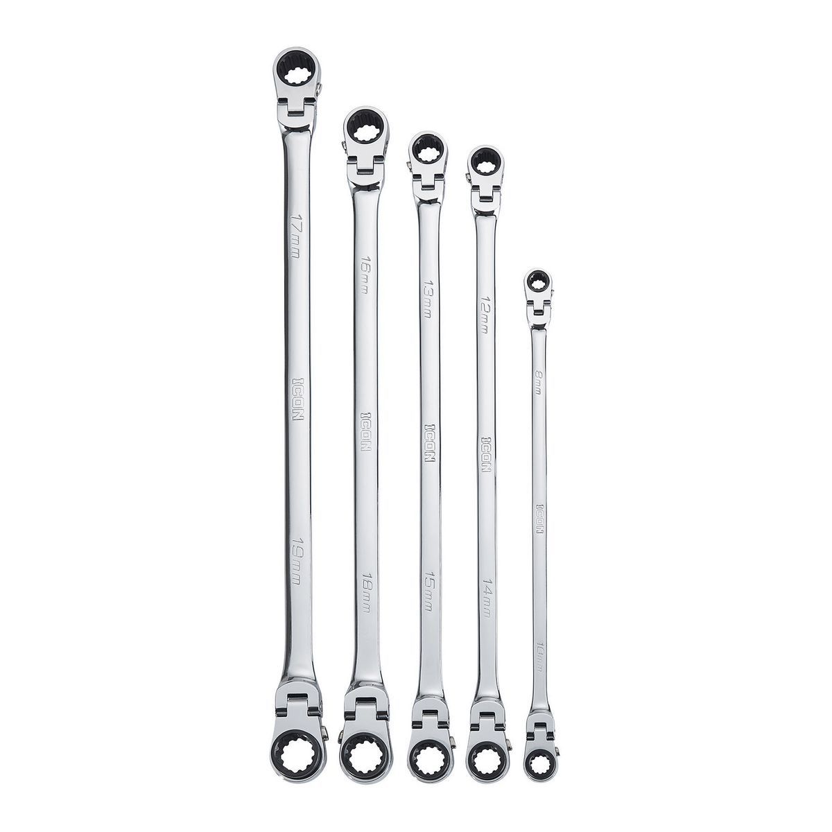 Extra Long Double Box Flex Ratcheting Wrench Set, 5-Piece U259396