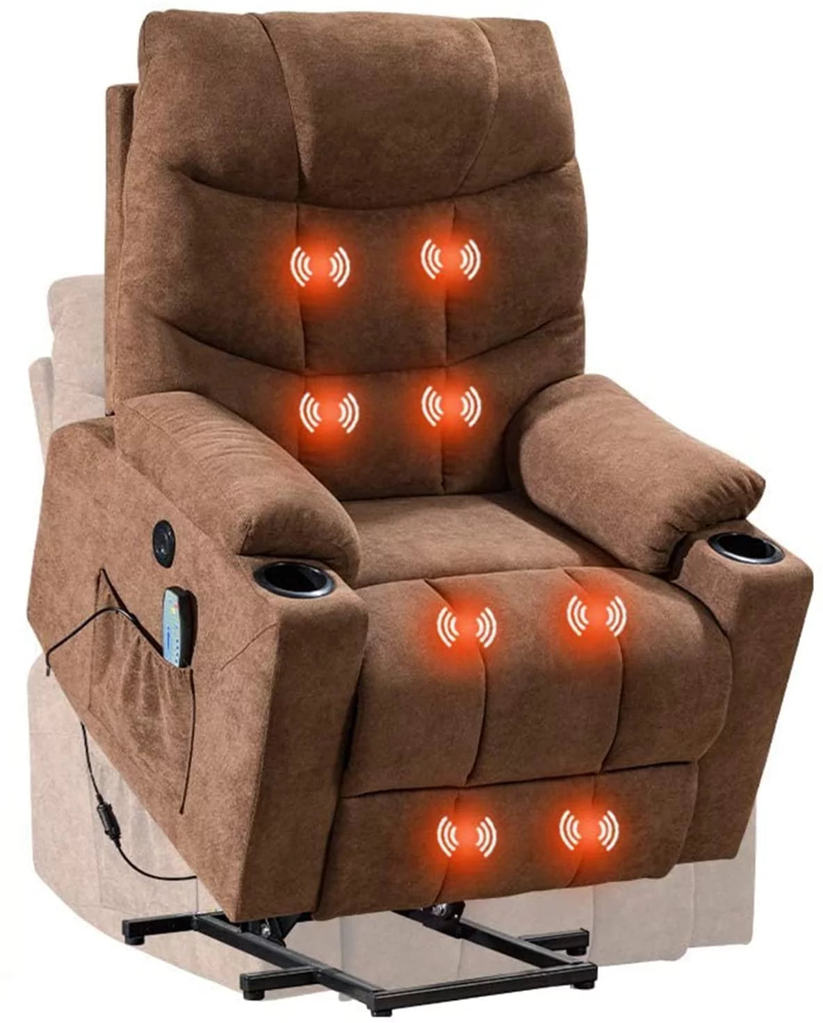 Brown Electric Lift Recliner with Cup Holders Y434028