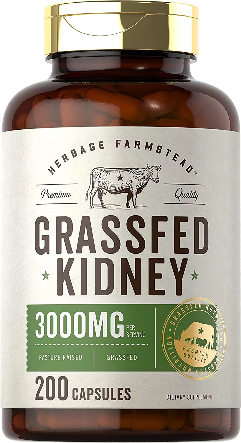 Grassfed Beef Kidney 3000mg 200 Capsules W811