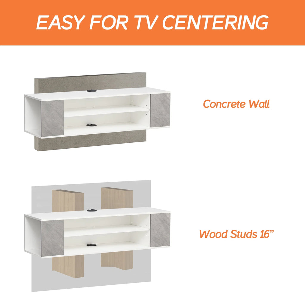 Grey White Wall Mounted Floating TV Stand M27646