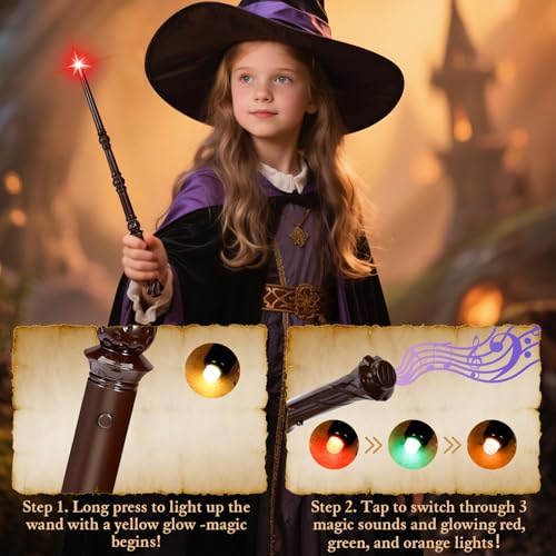 Light Up Magic Wand with Sounds & 4 Color Lights 4PCS W51391