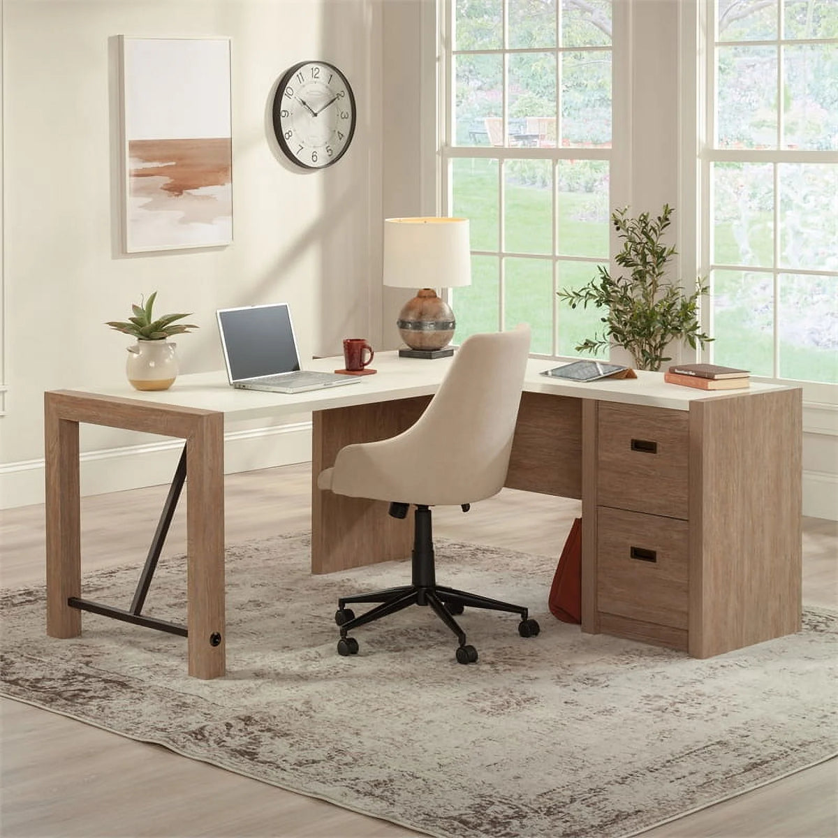 L-Desk in Brushed Oak Finish V3190