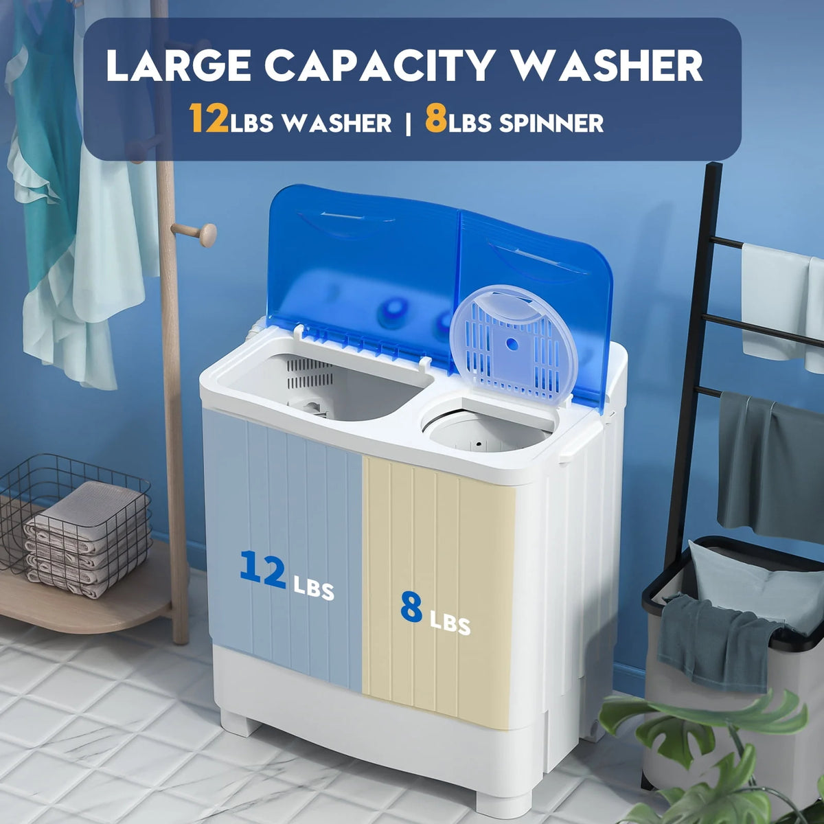 Portable 20lbs Twin Tub Semi-Automatic Washing Machine L181799