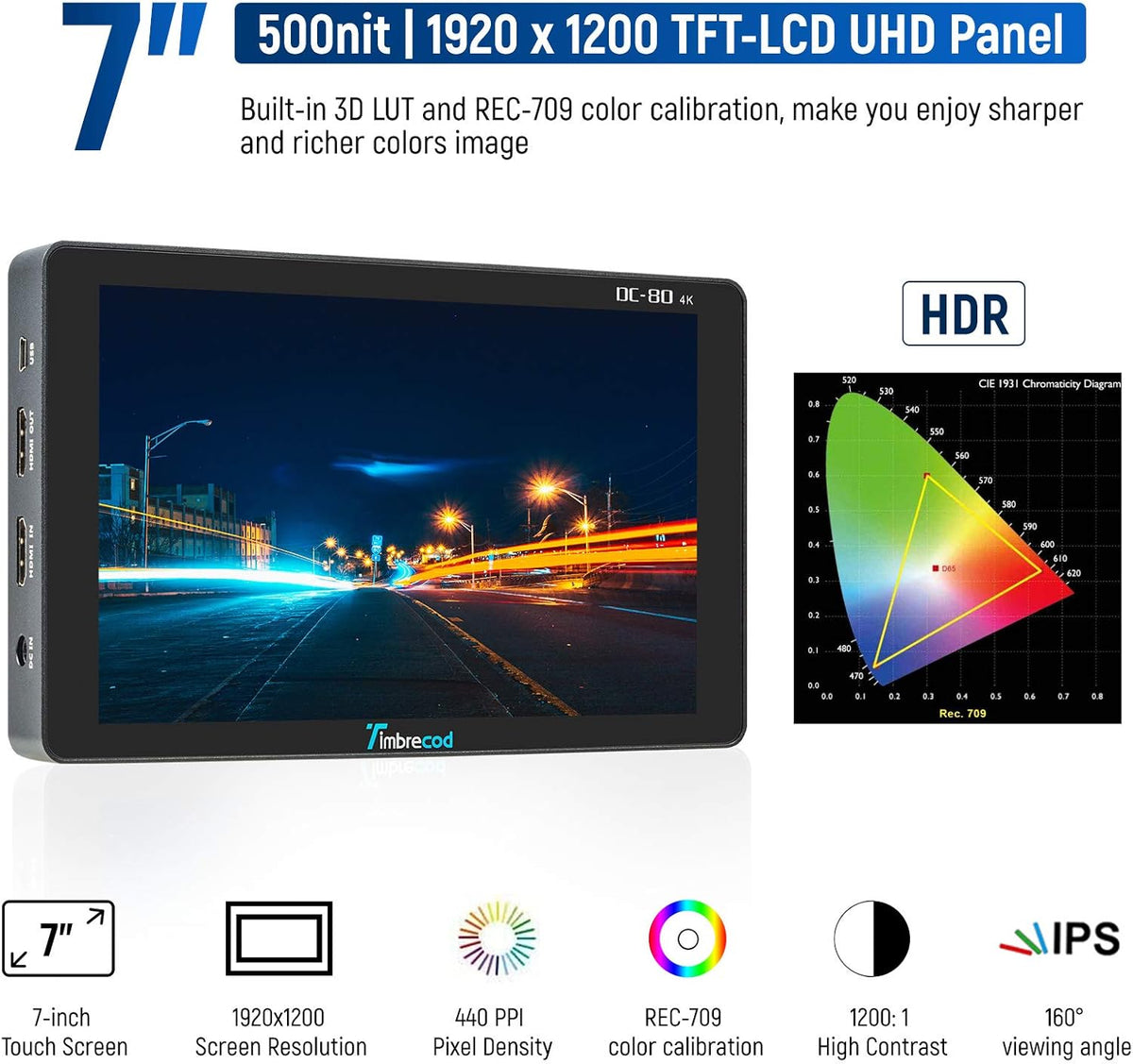 7" Touch Screen Camera Video Monitor Z16936