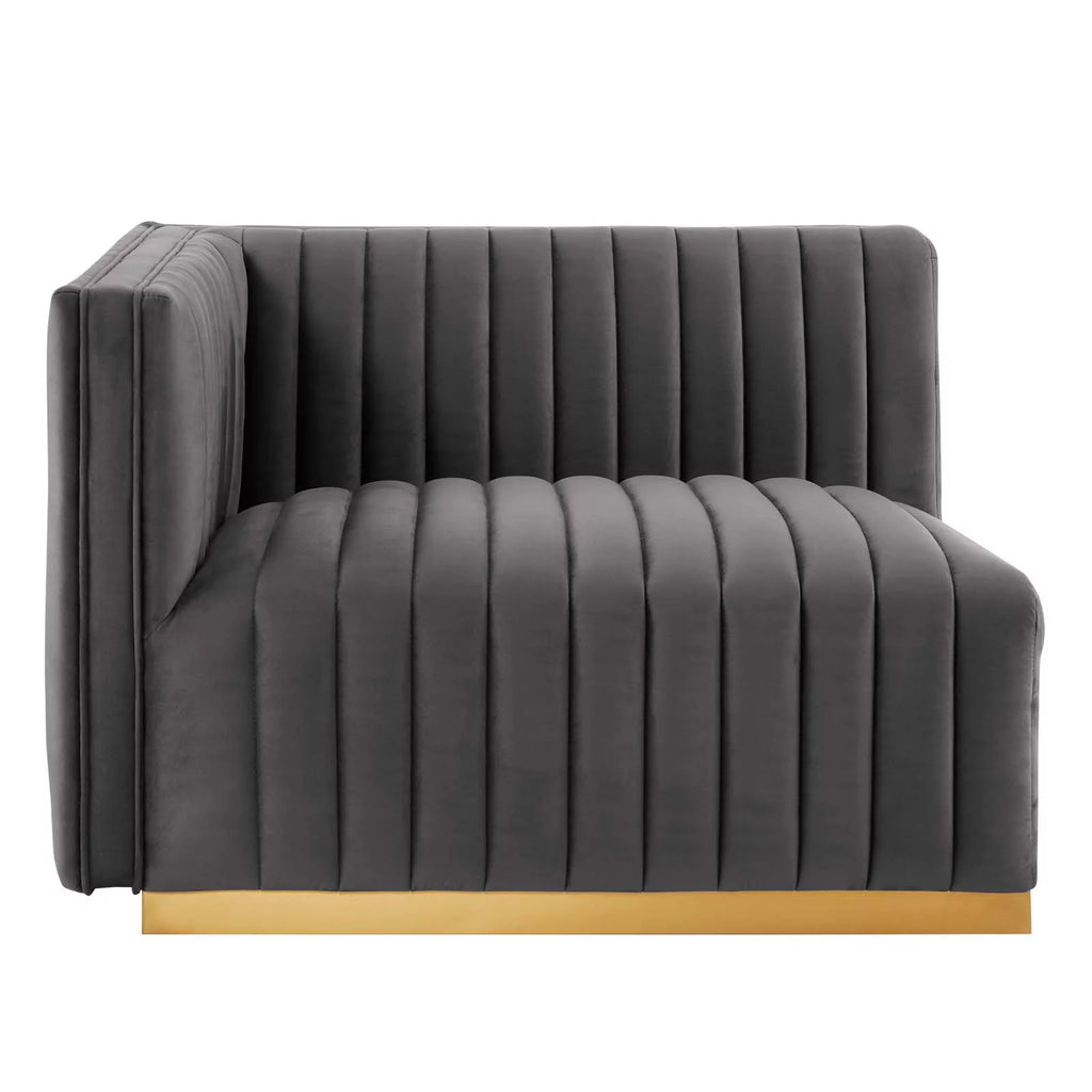 Gold Gray Velvet 4-Piece Sectional P409255
