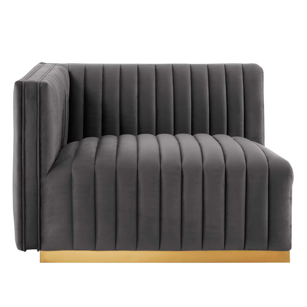 Gold Gray Velvet 4-Piece Sectional P409255