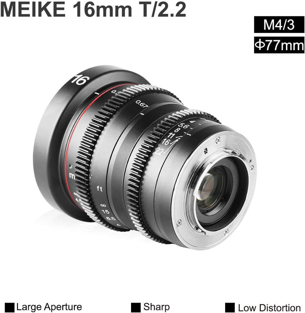 16mm T2.2 Manual Focus Wide Angle Cinema Lens for M43 Mount K79389