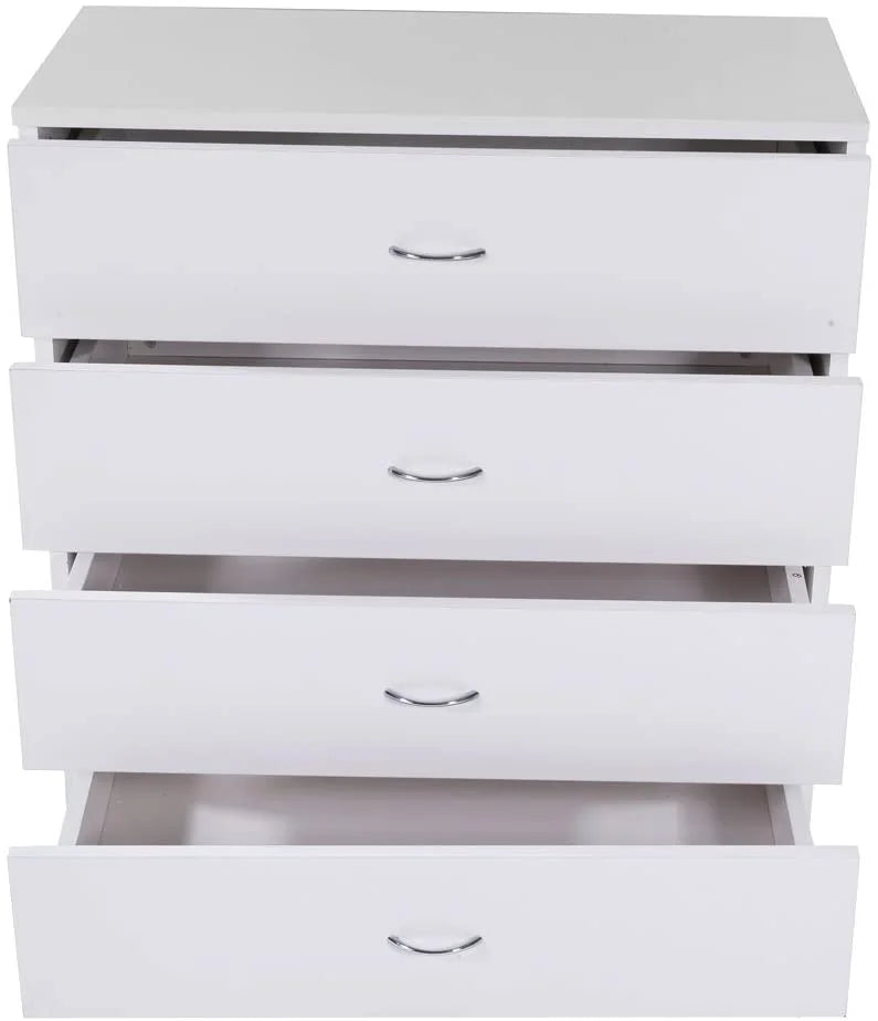 White 4 Drawer Wood Nightstand S8453