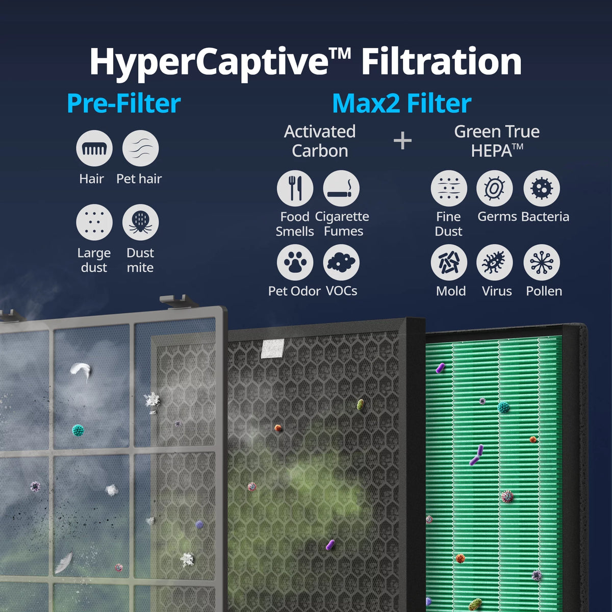 Graphite True HEPA Air Purifier with 1560 sq ft Coverage E8757