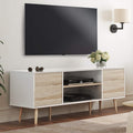 White and Oak Wood TV Stand with Storage Z9804