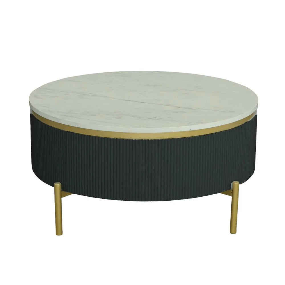 Round Black Marble Gold Cocktail Table Z101983