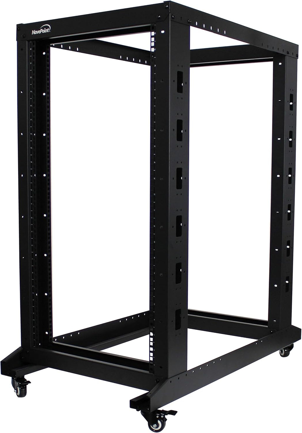 22U 4-Post Open Frame Server Network Rack with Casters Black G32506