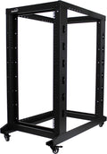 22U 4-Post Open Frame Server Network Rack with Casters Black G32506