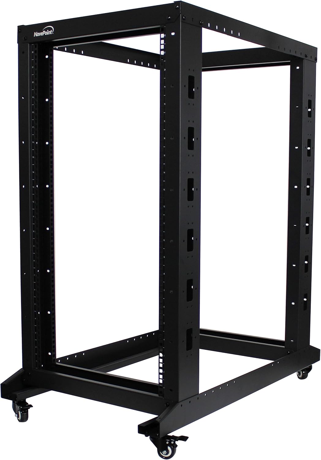 22U 4-Post Open Frame Server Network Rack with Casters Black G32506