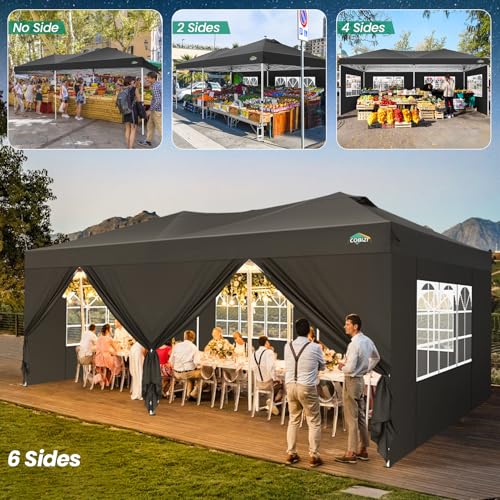 10x20 Pop Up Canopy Tent with 6 Sidewalls White D676029