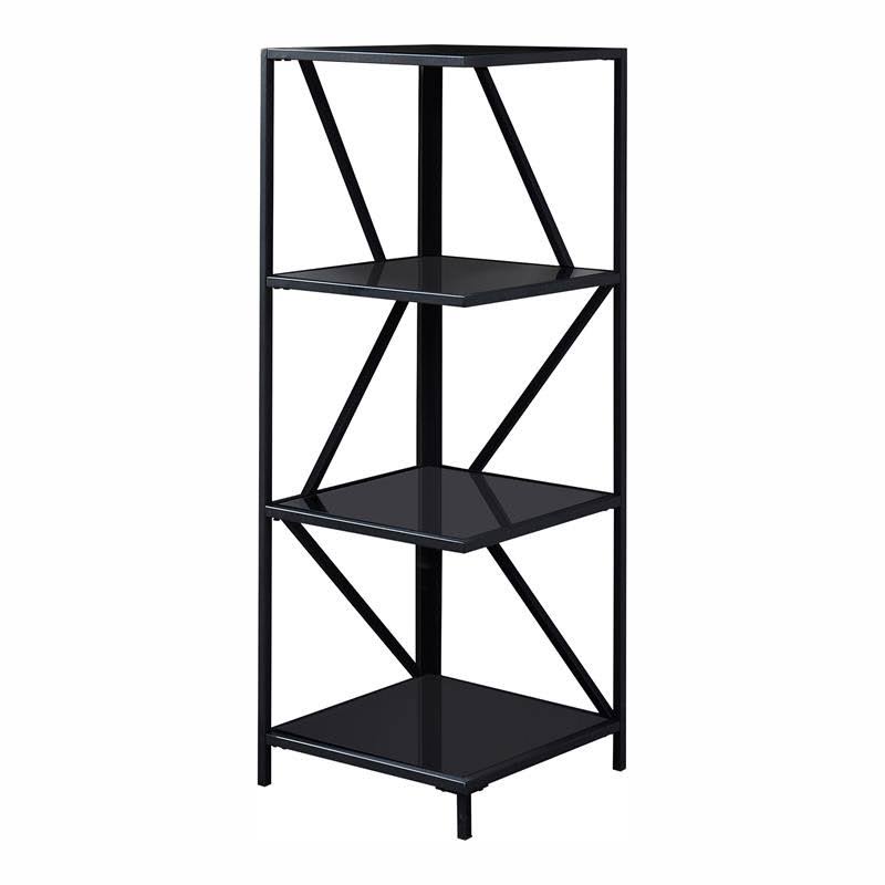 Black 3-Shelf Corner Bookcase Q13218
