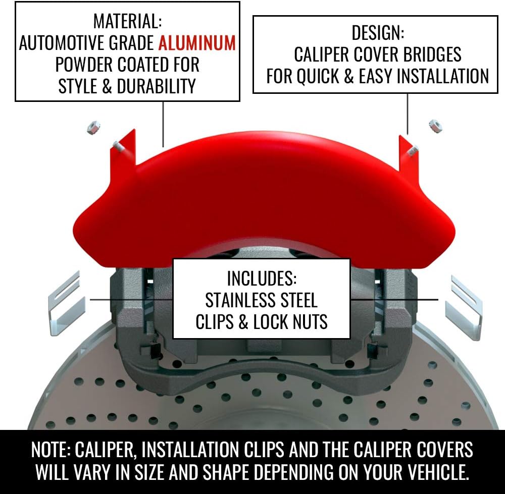 Red Aluminum Brake Caliper Covers Set of 4 I19131