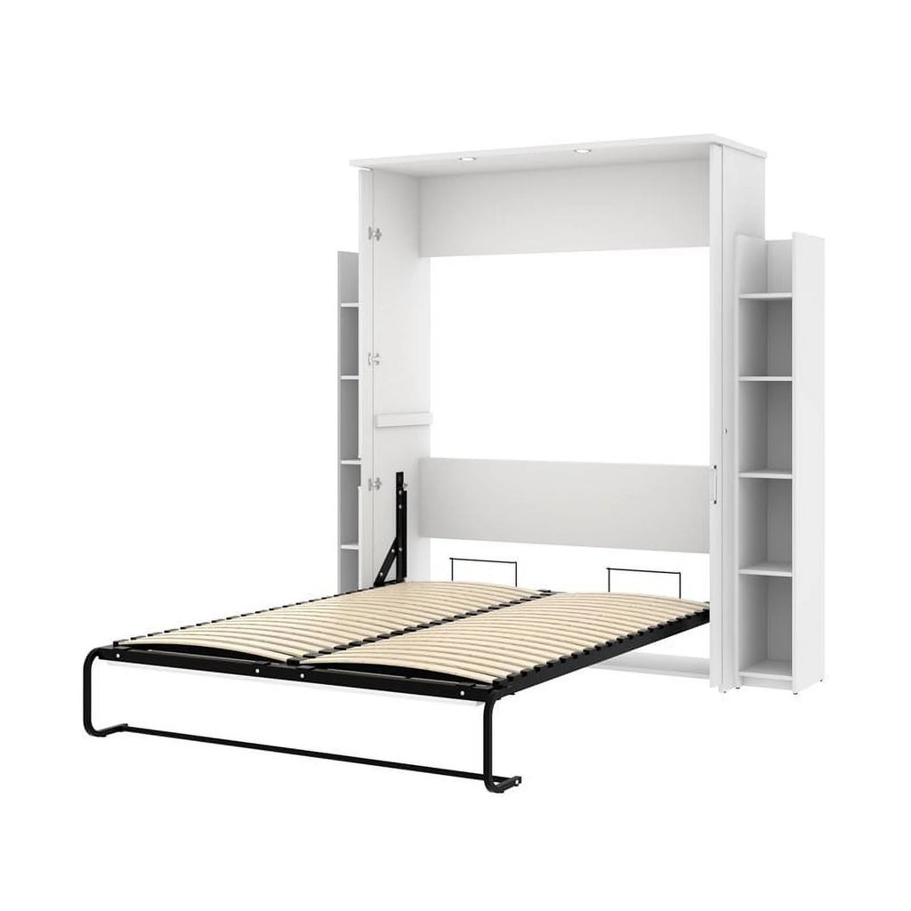 White Queen Murphy Bed with 2 Storage Units F8661