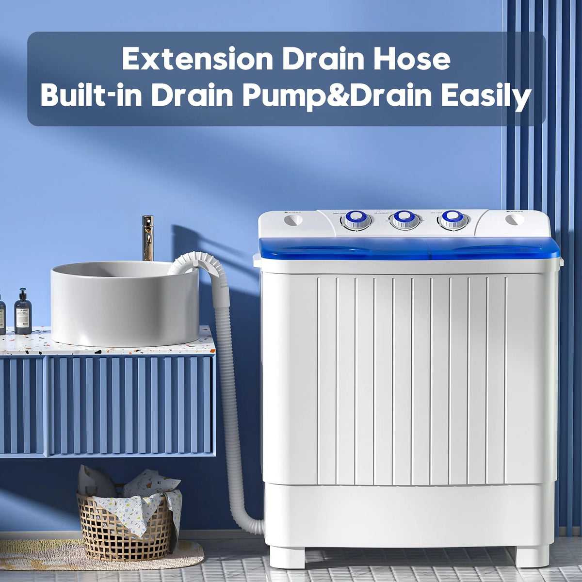 Portable 20lbs Twin Tub Semi-Automatic Washing Machine L181799