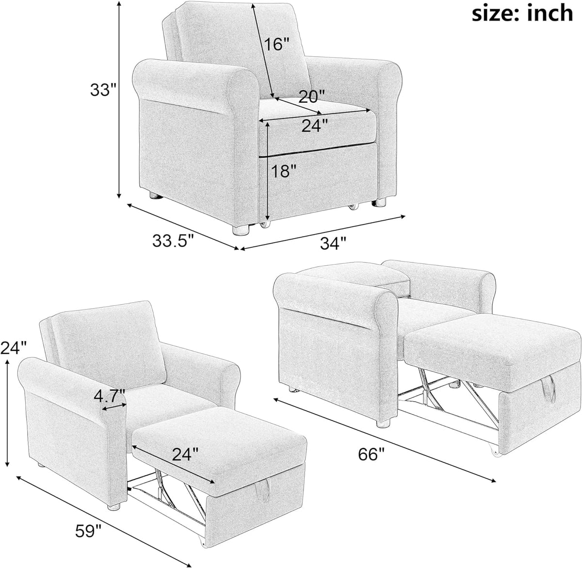 Teal Convertible Sleeper Chair Bed Z975