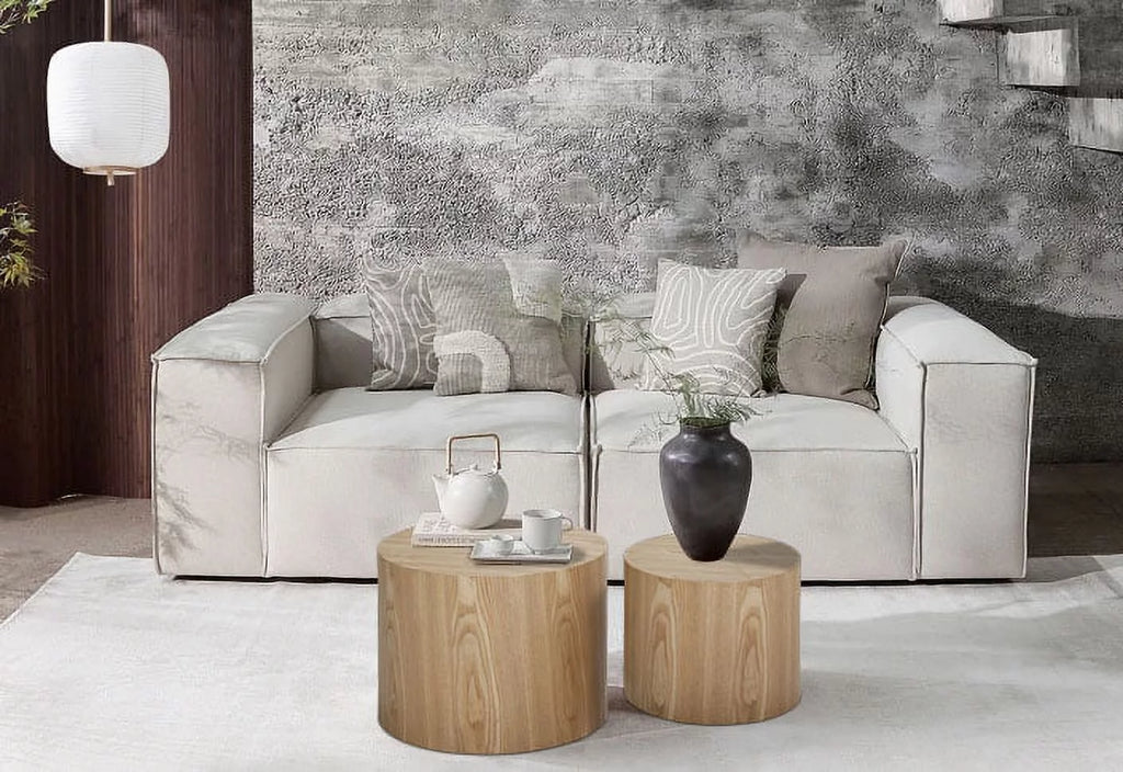 MDF Oak Veneer Nesting Table Set of 2 D6533
