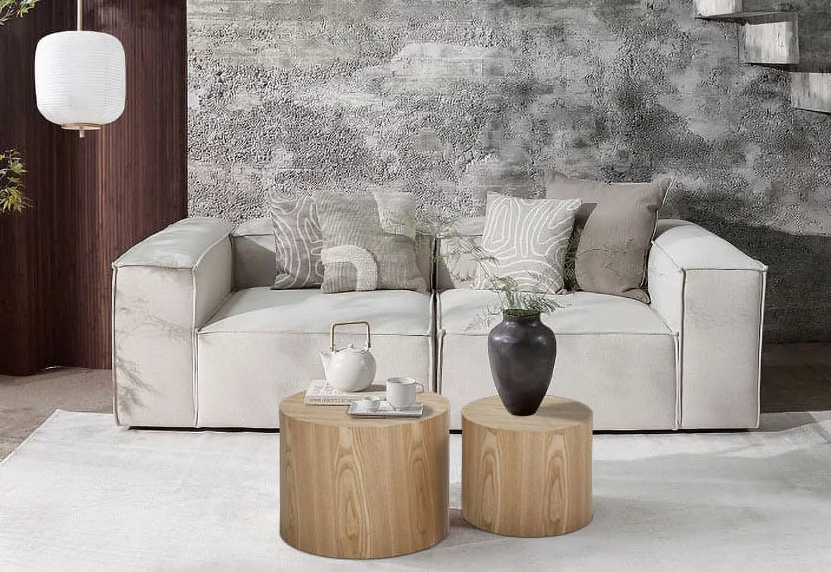 MDF Oak Veneer Nesting Table Set of 2 D6533
