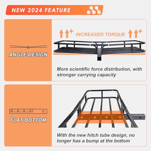 Folding Hitch Mount Cargo Carrier Basket 60" X 20" X 6" with Waterproof Cargo Bag B279487