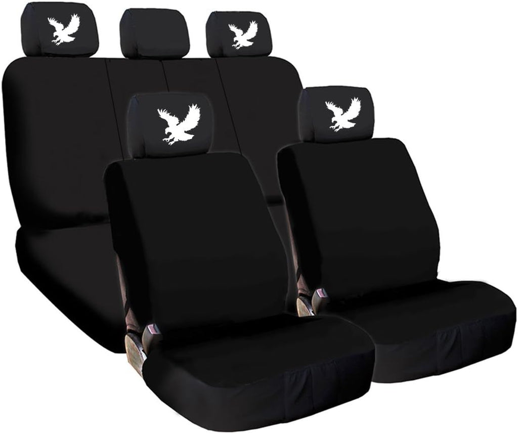 Black Flat Cloth Universal Fit Car Seat Covers with Headrest Covers N19661
