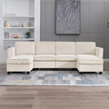 Beige 6 Seater Sectional Sofa with Storage S136