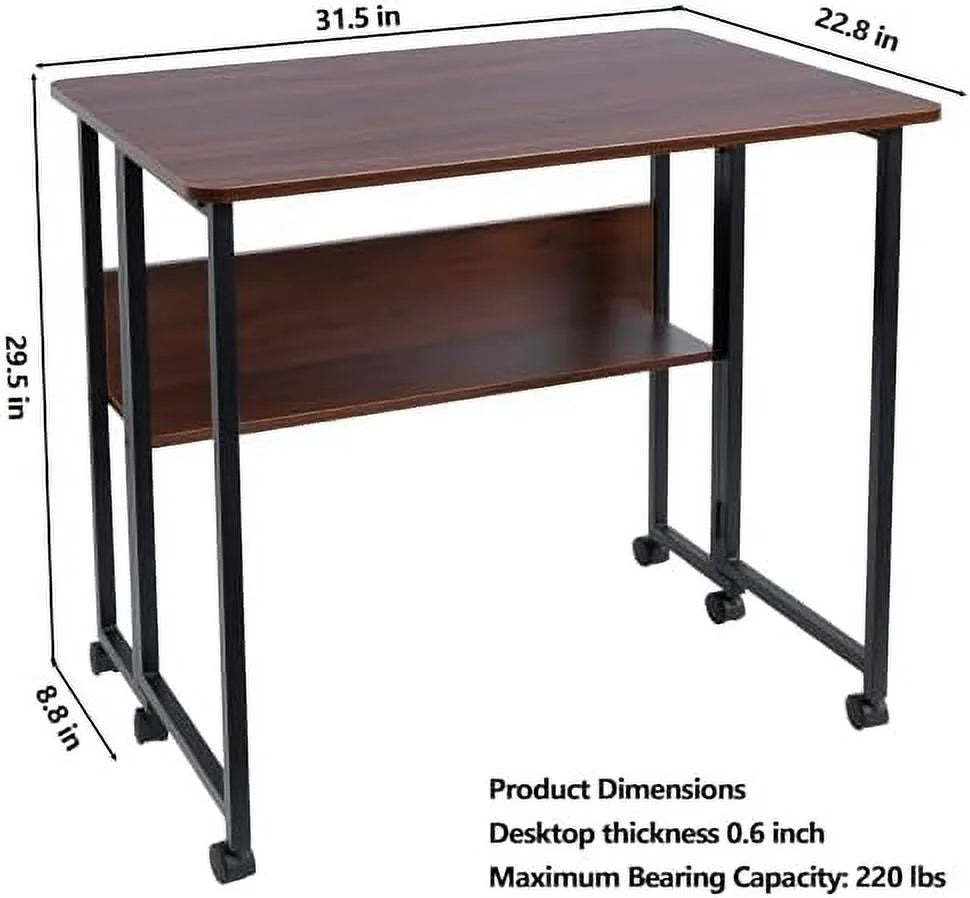 Mobile Foldable Desk with 6 Wheels and Shelves X82828