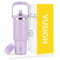 30 oz Stainless Steel Vacuum Insulated Tumbler with Handle and Flip Straw C9343