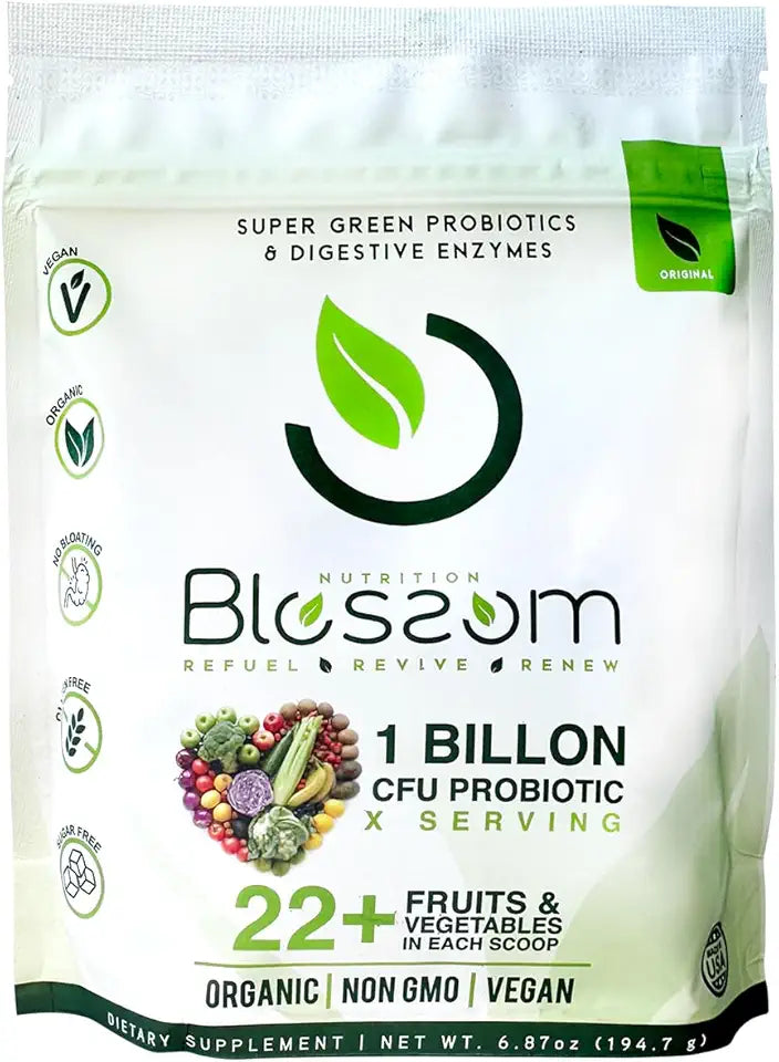 Probiotics Digestive Enzymes with Pre/ProBiotics 30+ SuperGreens & SuperReds Organic Gluten-Free Lemon Citrus L698